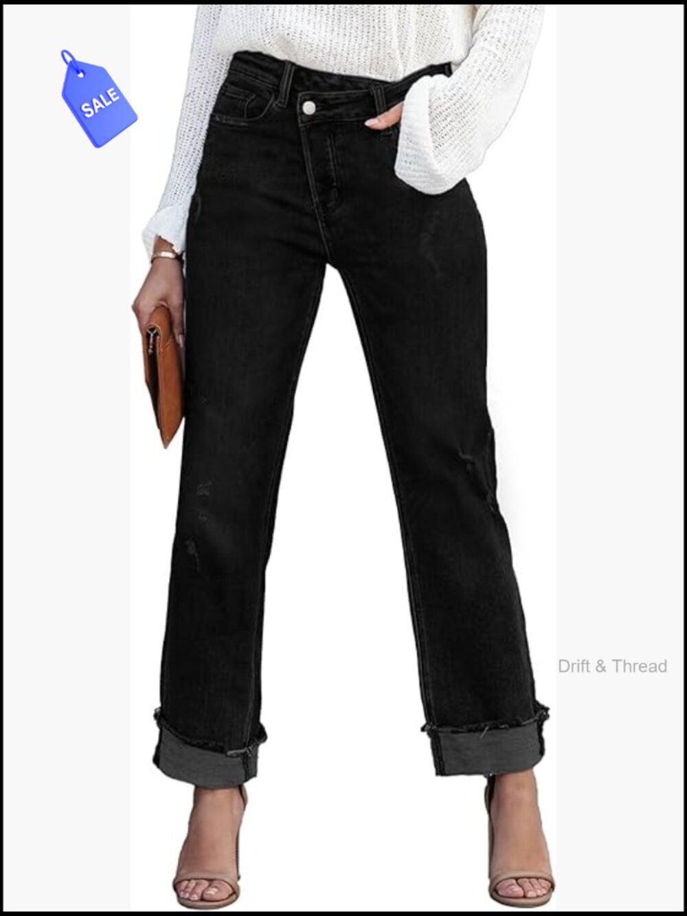 High Waisted Cargo Denim Jeans Straight Leg Stretchy Flap Pocket Pants Women